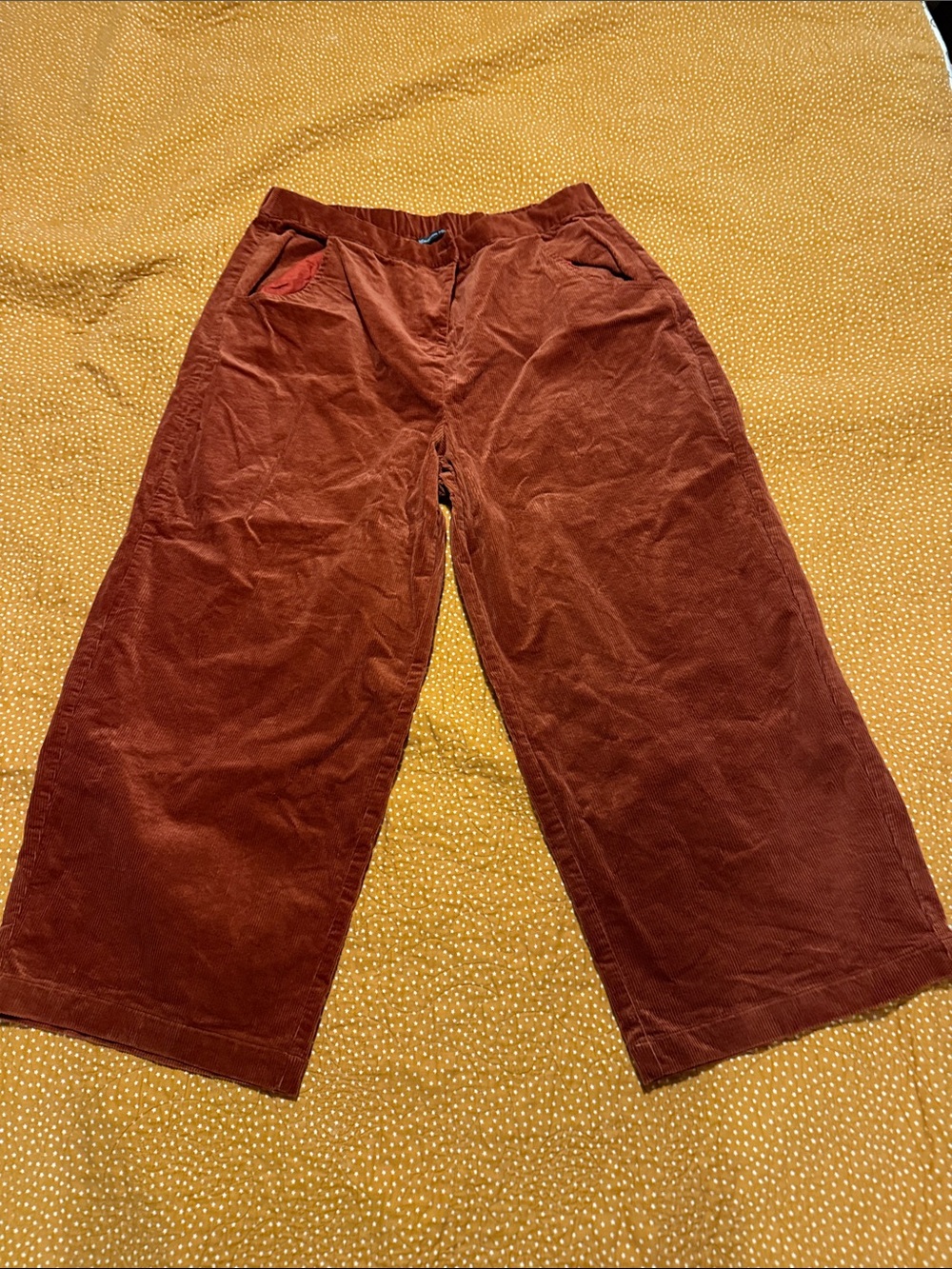 Gudrun Sjöden Wide-Leg Corduroy Pants in Rust Brown